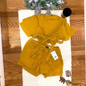 ZAFUL tie crop top and shorts set